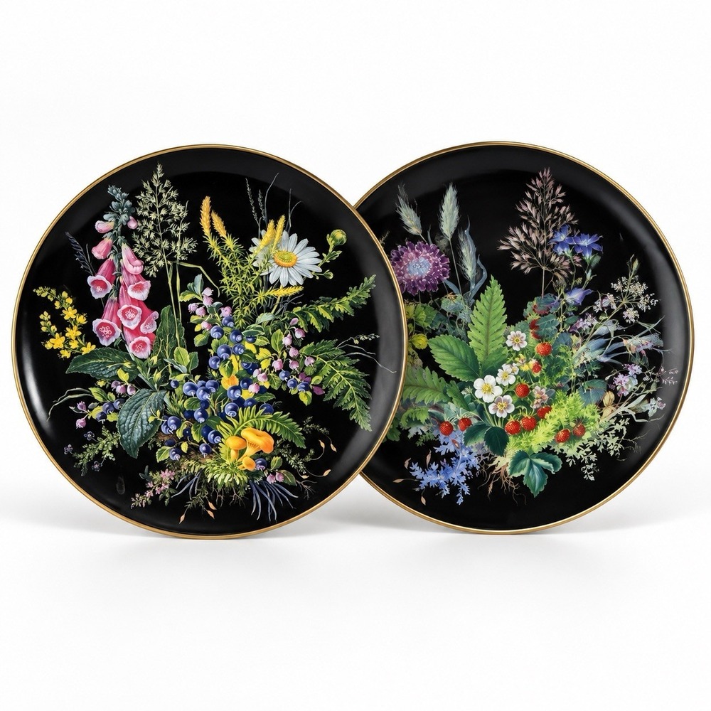 Vintage Carl Schumann Botanical Collector Plates Set of 2 Germany 1991 6.75"
